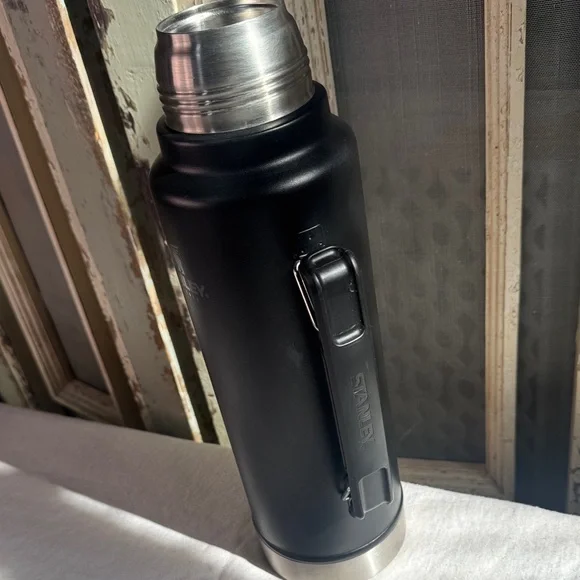 Stanley Matte Black Thermos with Silver Accents - Picture 2 of 7